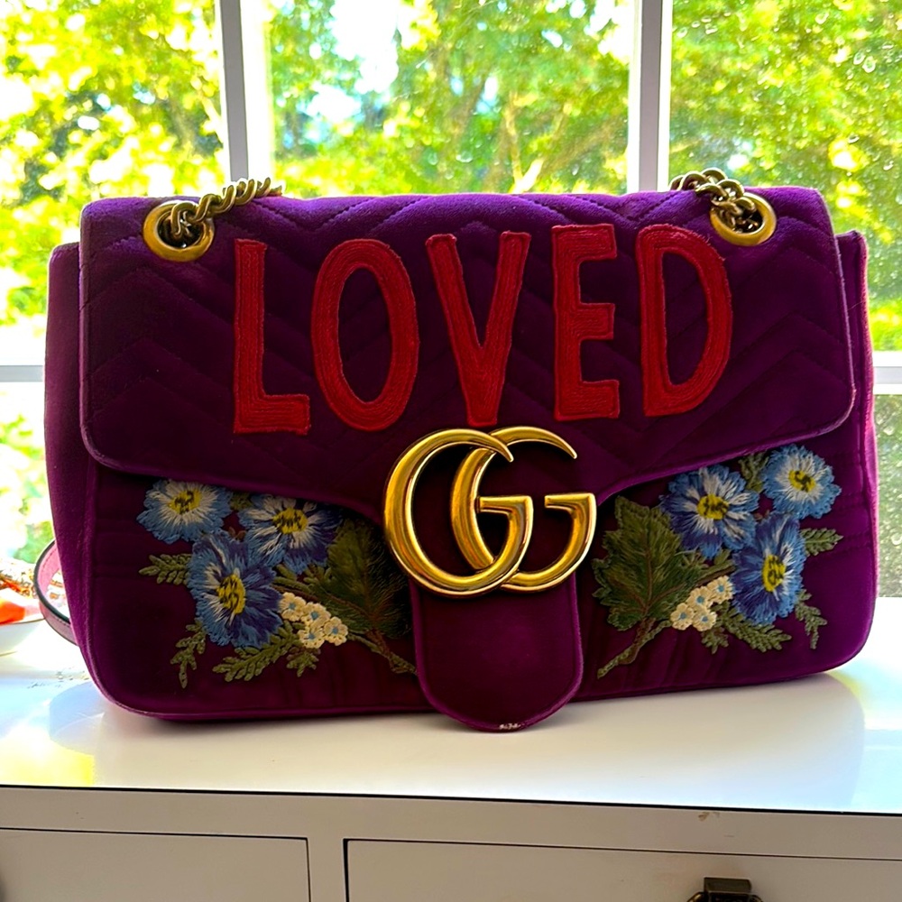 Double G Marmont LOVED purse. Gorgeous wine/fuchsia velvet